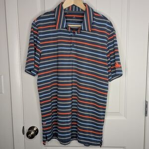 Adidas Men's Golf Polo Striped Blue Orange grey size medium